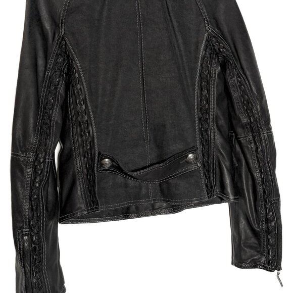 Christian Dior FW06 Black Leather Braided Sleeves Denim Jacket - Picture 7 of 11